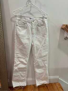 Zara Ivory High-Rise Denim